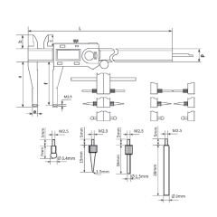 ASIMETO - DEĞİŞTİRİLEBİLİR UÇLU DİJİTAL KUMPAS