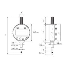 0-12.7mmx0.01 IP65 DİJİTAL KOMPARATÖR SAATİ